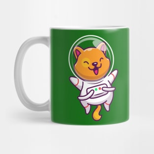 Cute Cat Astronaut Floating In Space Cartoon Mug